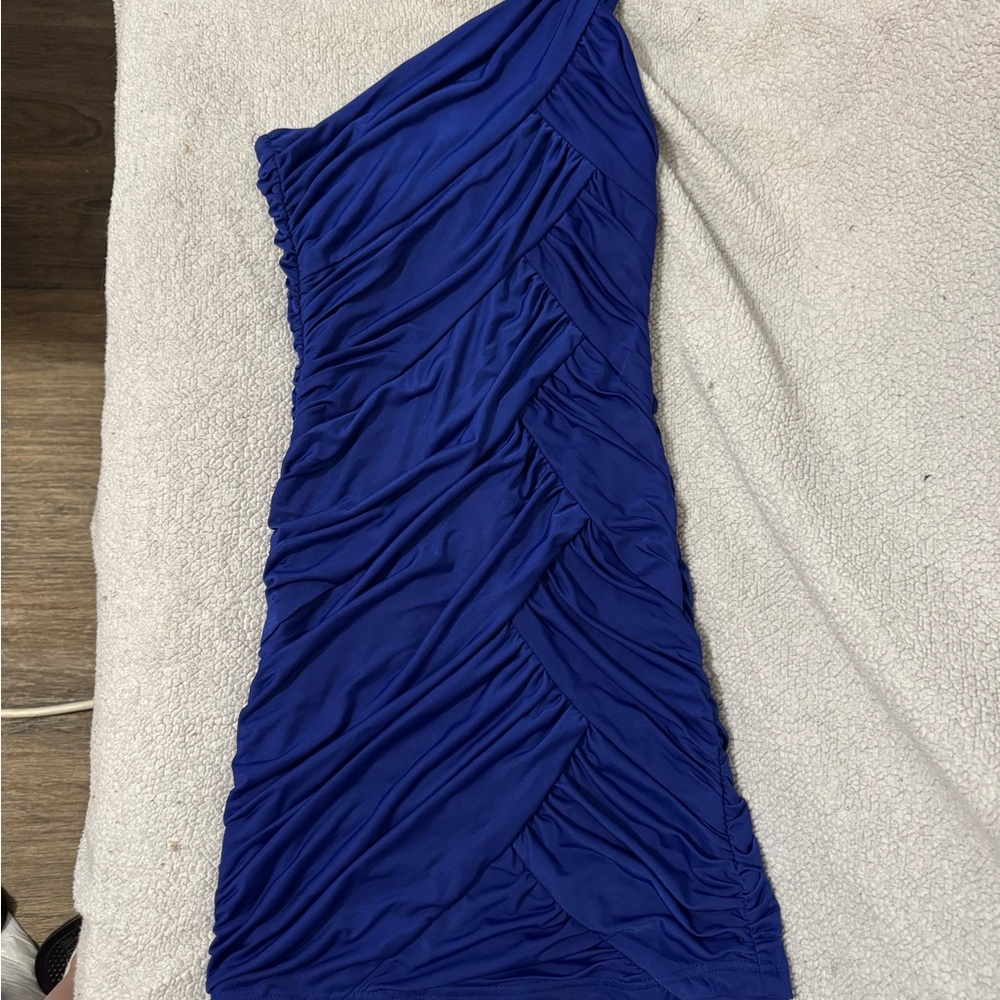 Misope Blue One-Shoulder Bodycon Cocktail Dress
